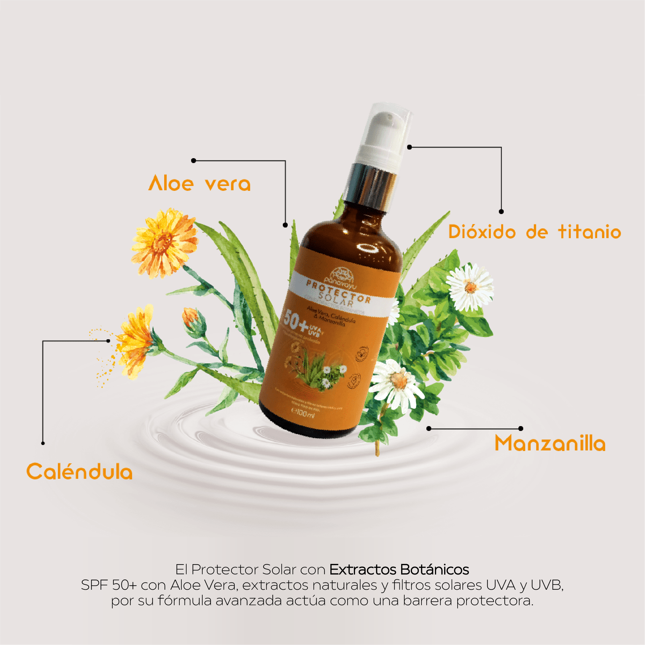 Protector Solar con extractos botánicos SPF50+